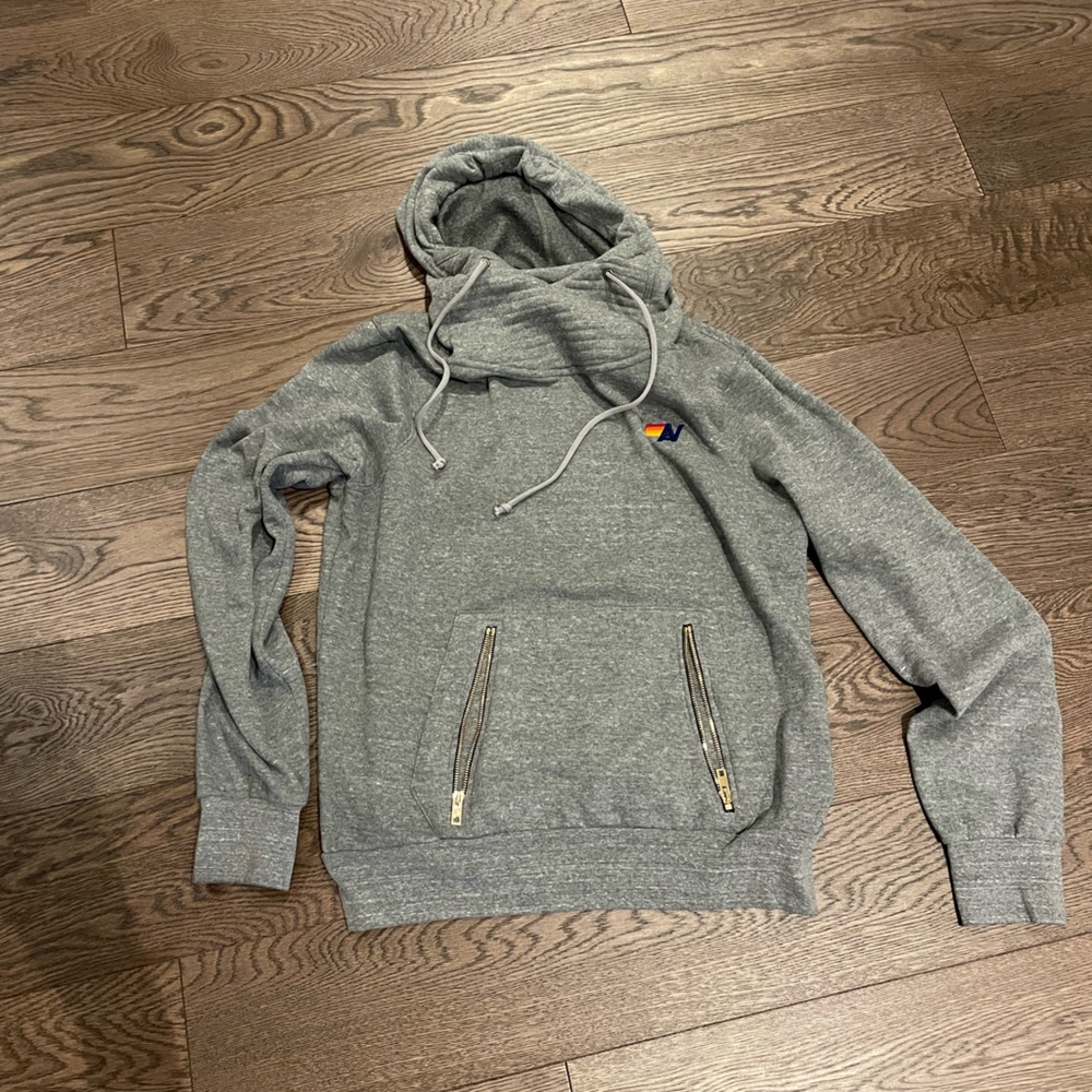 Aviator nation ninja Gray Hoodie with Zipper Pockets.